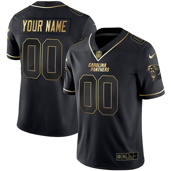 Men's Carolina Panthers ACTIVE PLAYER Custom Black/Gold Limited Stitched Football Jersey